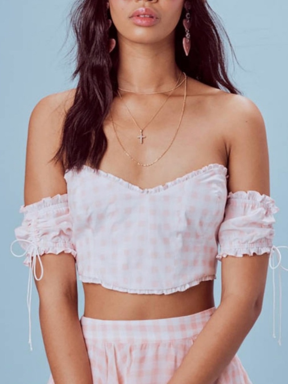 For Love & Lemons Cropped Off She shoulder top